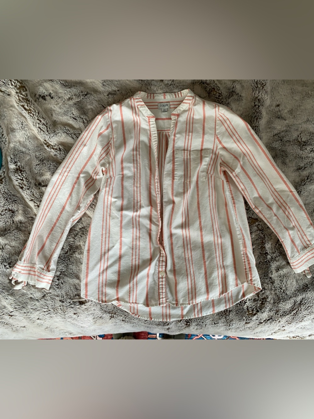 J. Crew White Shirt with orange Stripes
